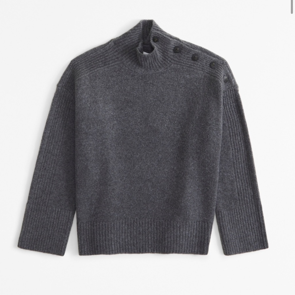 Abercrombie Button Detail Mockneck Sweater